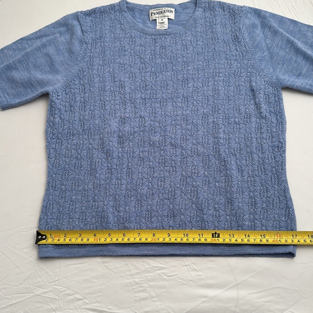 Pendleton Light Blue Textured Knit Short Sleeve P… - image 8